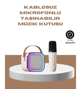 Karaoke Mikrofon Hoparlör Seti Taşınabilir