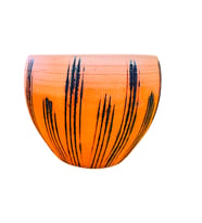 Bitki Tasarımı Siyah Çizgi Desenli Terrakota Toprak Saksı Saksılık Salon Çiçeklik - 15 Cm