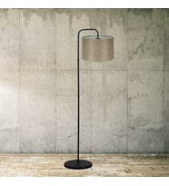 Suitable Metal Gövdeli Bej Kumaş Başlık Çok Amaçlı Lambader Salon Köşe Lambası