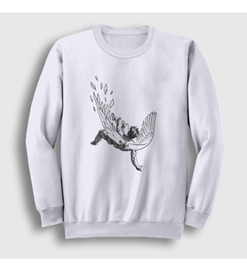 Presmono Unisex Beyaz Icarus Melek Falling Angel Sweatshirt 509602tt (Beyaz)