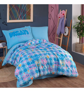Hobby Freya Mavi - Poplin Studio Tek Kişilik Nevresim Takımı