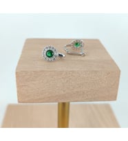 Oval Yeşil Zirkon Taşlı Çocuk Küpe 925 Ayar Gümüş