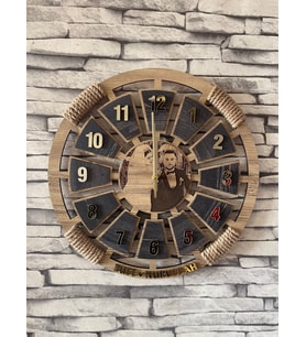 Kişiye Özel Halatlı Dekoratif Ahşap Duvar Saati 40 cm