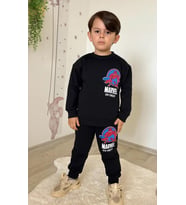 Cg Kids Spiderman Örümcek Adam 3 Iplik Erkek Çocuk Alt Üst Takım (Siyah)
