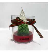 Mummi Candle Doğal Soya Wax Bardakta Yeşil-Kırmızı Yılbaşı Ağacı (Kırmızı)