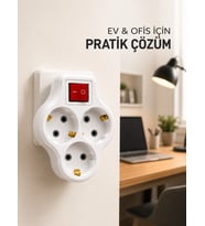 Kablosuz Priz Çoğaltıcı 3 Çıkışlı Anahtarlı Kompakt Duvar Tipi Çoklayıcı