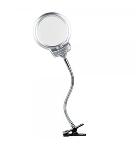 2.5 X 130 MM 5X24 MM LED Aydınlatmalı Büyüteç Masa üstü Metal Hortum Mandallı MG15124-C