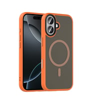 iPhone 17 Kılıf Mat Arka Yüzey Wireless Şarj Özellikli Flet M-safe Kılıf Turuncu