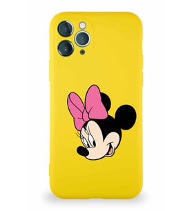 Apple iPhone 11 Pro Soft Premier Kapak Minnie Mouse-B Tasarımlı Silikon Kılıf - Sarı (Şeffaf)