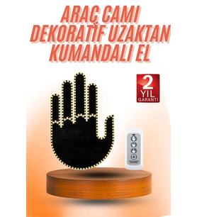 Kumandalı El Led Araba İçi 4 Farklı Mod El Orta Parmak Led