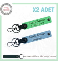 Tüm Ehliyet Sahiplerine Uygun, İsim Ve Plaka Yazılı x2 Anahtarlık, Hediyelik, Mavi-F Yeşil-Laci