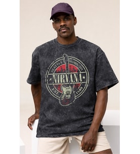Nirvana Rock Metal Müzik Grubu Baskılı Unisex Oversize Vintage Yıkamalı Tişört