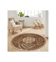 Eliana Home Baskılı, Yıkanabilir Kaymaz Taban Yuvarlak Halı LNA7005 120x120 cm (Kahverengi)
