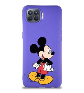 Oppo Reno 4 Lite Soft Premier Kapak Mickey Mouse-D Tasarımlı Silikon Kılıf - Mor (Şeffaf)