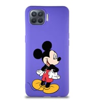 Oppo Reno 4 Lite Soft Premier Kapak Mickey Mouse-D Tasarımlı Silikon Kılıf - Mor (Şeffaf)