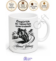 Motorcuya Hediye İsme Özel Baskılı Kupa Bardak Motosiklet Severler İçin