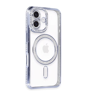 Apple İphone 16 Kılıf Joke Simli Magneticsafe Kılıf - Mavi