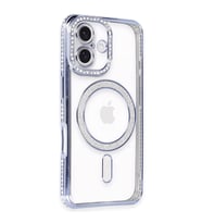 Apple İphone 16 Kılıf Joke Simli Magneticsafe Kılıf - Mavi