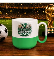 BK Gift Suudi Arabistan Taraftar Temalı 2026 Dünya Kupası Tasarımlı Yeşil Joyful Kupa Bardak
