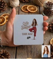 Kişiye Özel Karikatürlü Cute But Scorpio Akrep Burcu Bardak Altlığı Doğum Günü Hediyesi