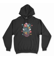 Peace And Love Siyah Kapşonlu Sweatshirt Hoddie