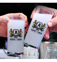 Renkli Aslan Figürlü Kişiye Özel İkili Rakı Bardağı Seti
