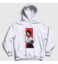 Presmono Unisex Beyaz Kiai Bruce Lee Kapüşonlu Sweatshirt 257077tt