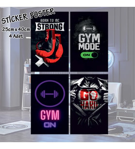 boks eldiven spor salonu gym on go hard - 4 adet yapışkanlı poster sticker etiketler - dolap cam oda için