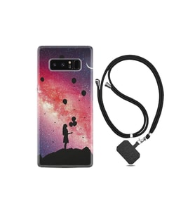 Samsung Galaxy Note 8 Kılıf Desenli Silikon Boyun Askılı Flowers Cat 2 1349