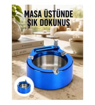 Mey İthalat® Masa Üstü Çakmaklı Küllük Paslanmaz Metal Gövde Yeni Nesil