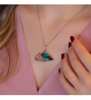 Peridot Taşlı Gümüş Otantik Kolye