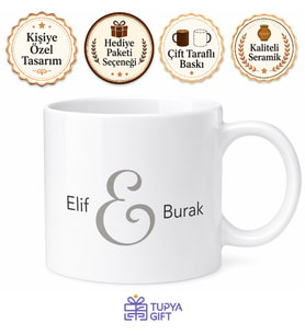 İsimli Ampersand Desenli Özel Baskılı Kupa Bardak Hediye