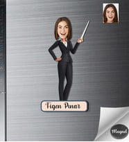 Kişiye Özel Öğretmen Kadın Ahşap Magnet -16