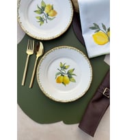 Green Garden Mat Altın Yaldızlı 6 Kişilik Limon Desenli Porselen Pasta Takımı