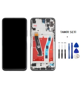 Tkgz - P Smart Z Uyumlu Lcd Ekran Dokunmatik Servis Lcd ÇITALI SİYAH + TAMİR SETİ
