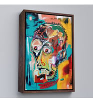 Çerçeveli Jean Michel Basquiat, İsimsiz Kafatası 1981 Kanvas Tablosu (Altın)