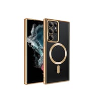 Samsung Galaxy S22 Ultra Uyumlu Kılıf M-safe Wireless Şarj Özellikli Zore Setro Silikon (Gold)