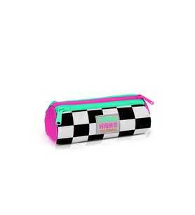 Coral High Kids Neon Pembe Dama Desenli Üç Bölmeli Kalem Çantası 22001