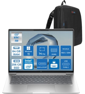 Hp Elitebook 6 G1I Intel® Core Ultra 7 255U 64GB Ddr5 256GB SSD 14" Wuxga (1920 x 1200), IPS 400 Nits  WIN11HOME Taşınabilir Bilgisayar C9XW2ETH16+ZETTAÇANTA