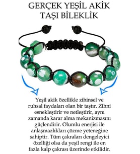 Sertifikalı Beyaz Yeşil Tibet Akik Taşı Bileklik (Çok Renkli)