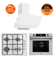 Eminçelik ve AFM TECH Markalı / İNOXBU Turbolu Dijital  Beyaz Ankastre Set (31 220 +FM7701+FM3301)