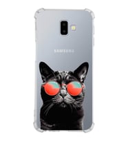 PrintiFy Samsung Galaxy J6+ Plus Uyumlu Kedi 3 Baskılı Şeffaf Köşe Korumalı Antişok Kılıf