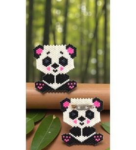 Miyuki Boncuk El Yapımı Panda Broş - Yaka İğnesi