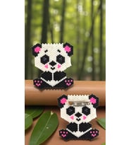Miyuki Boncuk El Yapımı Panda Broş - Yaka İğnesi