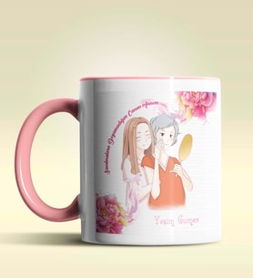 Kişiye Özel Sarılmalara Doyamadığım Annem Pembe Kupa Bardak (Pembe)
