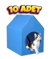 Su Geçirmez Plastik Kedi Evi Ölçüleri: 35*45*51 cm 10 Adet (Mavi)