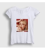 Presmono Kadın Beyaz Poster Sabrina Carpenter T-Shirt 471723tt