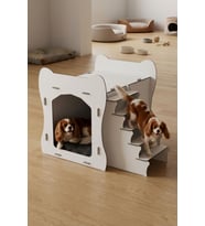 Köpek Kulübesi Ahşap Köpek Evi Beyaz Renk Model 3