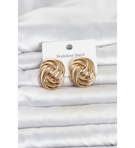 316L Çelik Gold Renk Motif Desen Model Kadın Küpe 5886 - HPSBYI7058-5784