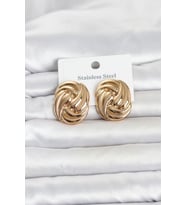 316L Çelik Gold Renk Motif Desen Model Kadın Küpe 5886 - HPSBYI7058-5784